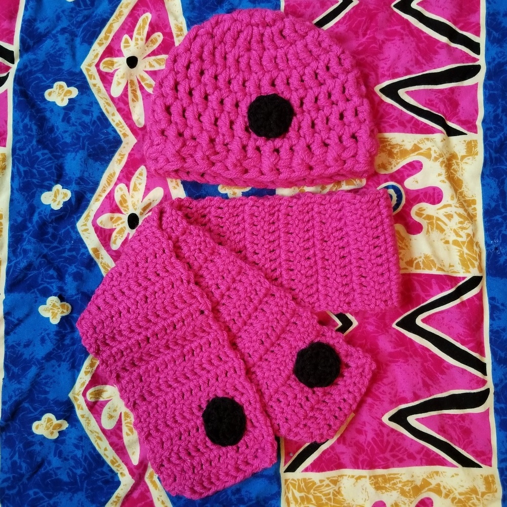 Handmade Baby Crochet Beenie Winter Hat Scarf Set